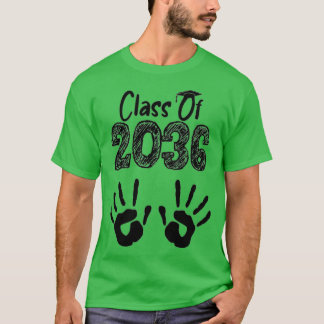 2036年のクラスは私と一緒に成長PreKバックで手印刷 Tシャツ