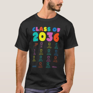 2036年カラフルクラスは私と一緒に成長するチェックリストGrad Tシャツ
