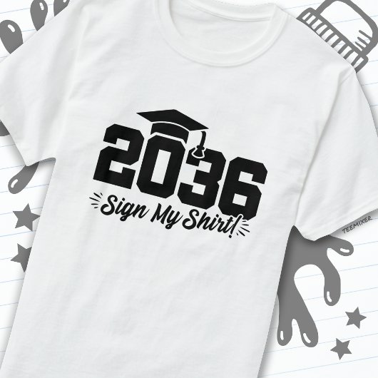 2036年クラス卒業サイン私のシャツ上級2036 Tシャツ