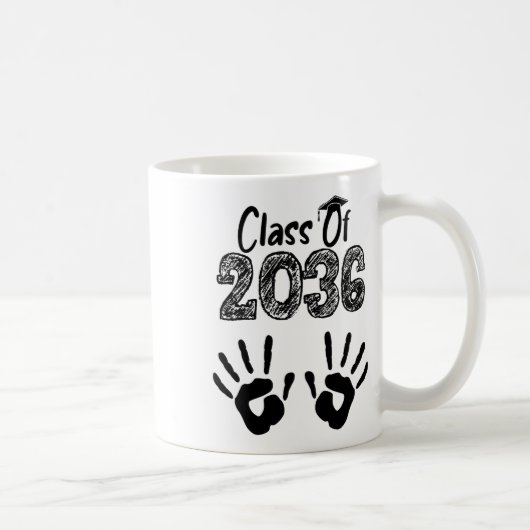 2036年卒クラス 私と共に成長するTシャツ 手形入りCk プレ幼稚園 コーヒーマグカップ (右)