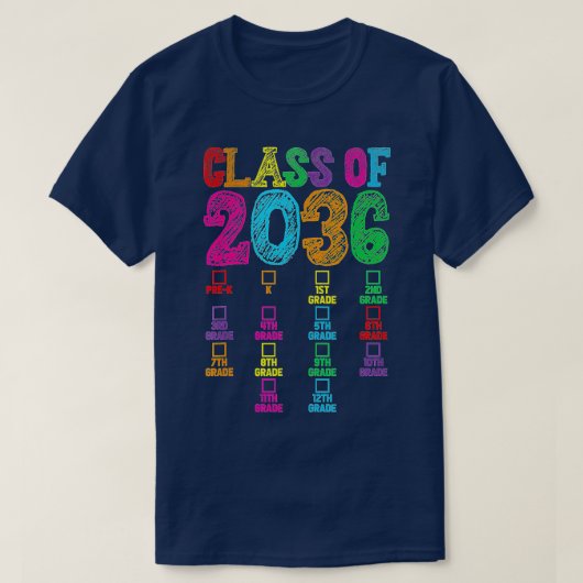 2036年度Grの幼稚園卒園手刷りクラス Tシャツ (デザイン正面)