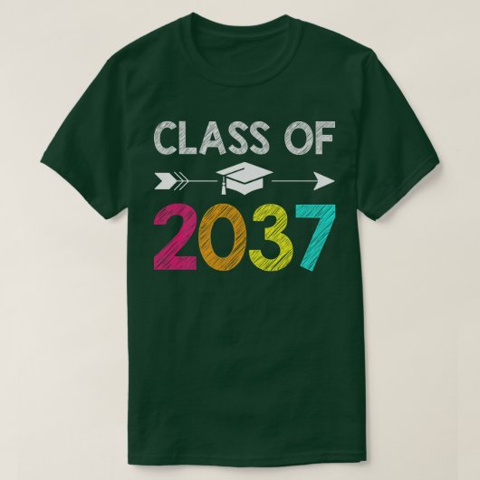 2037年のクラスは私の幼稚園卒業と一緒に成長 Tシャツ (デザイン正面)