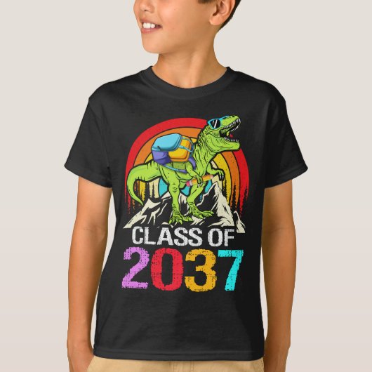 2037年のクラスは私の恐竜新学期と一緒に成長 Tシャツ (正面)