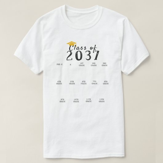 2037年のハンドプリント卒業クラスが成長 Tシャツ (デザイン正面)