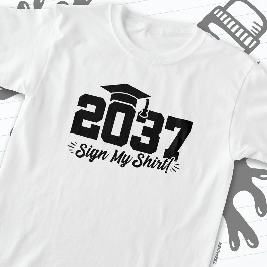 2037年クラス卒業サイン私のシャツ上級2037 Tシャツ