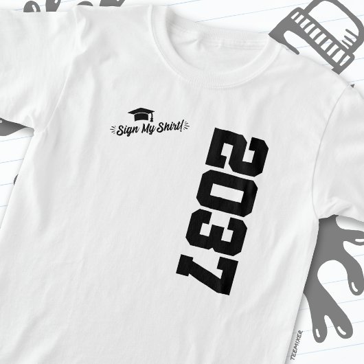 2037年クラス卒業サイン私のシャツ上級2037 Tシャツ