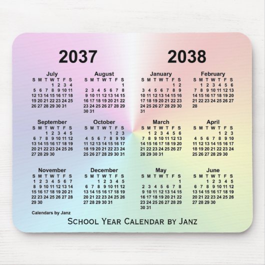 2037-2038 Rainbow Cloud School Calendar by Janz マウスパッド (正面)