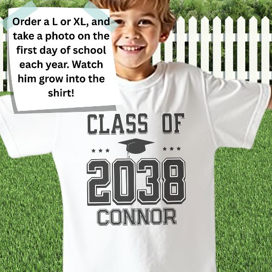 2038年カスタムのハンドプリントクラス学校初日 Tシャツ