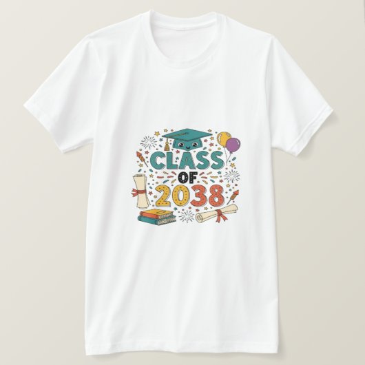 2038年卒業デザイン       お祝い Tシャツ (デザイン正面)