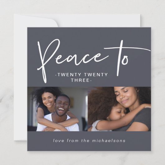 203 New Yearの写真に平和 カード (正面)