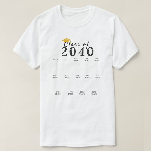 2040年のハンドプリント卒業クラスが成長 Tシャツ (デザイン正面)