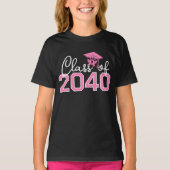 2040年卒業生 すくすく成長しよう ピンクのリボンの卒業記念 Tシャツ (正面)