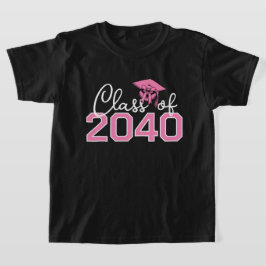 2040年卒業生 すくすく成長しよう ピンクのリボンの卒業記念 Tシャツ
