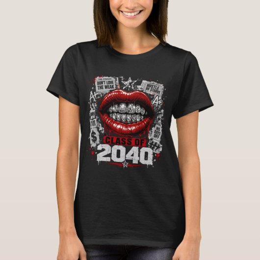 2040年卒業 ダイヤモンドグリルズTシャツ、滴る赤Lサイズ Tシャツ (正面)