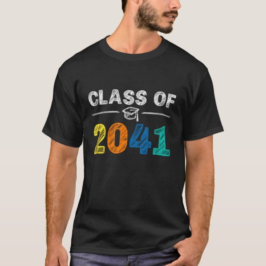 2041年卒業クラス 一緒に成長する記念 小学校の入学式 Tシャツ (正面)
