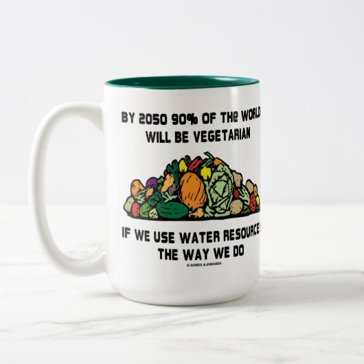 2050年までに世界の90%がベジタリアン ツートーンマグカップ (左)