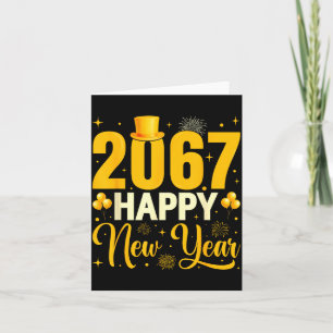 2067年ハッピーニューイヤーレトロ面白い67 シックスセブンメモ カード