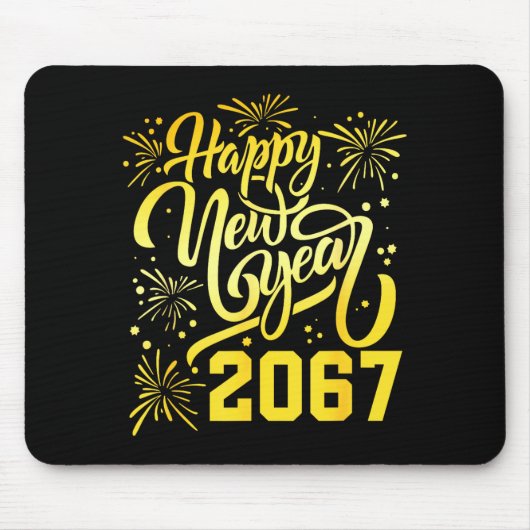 2067年新年おめでとう バカンス 67 ６ ７ 記念日 年末年始 マウスパッド (正面)