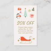 20%オフ割引クーポンホリディプロモーション 割引カード (正面)
