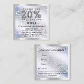 20%オフ割引ロゴヘアラッシュグリッターシルバー 予約カード (正面/裏面)