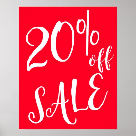 20%オフ販売サイン、レッドブティック販売サイン、小売 ポスター (正面)