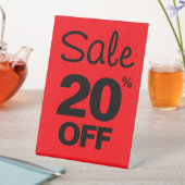 20%オフ販売サイン、卓上カウンター看板、ストア 台座サイン (インサイチュ)