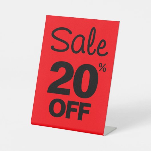 20%オフ販売サイン、卓上カウンター看板、ストア 台座サイン (正面)