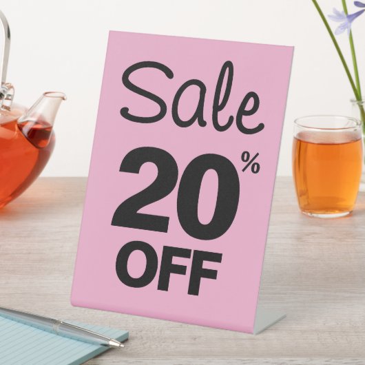 20%オフ販売サイン、卓上カウンター看板、ストア 台座サイン (インサイチュ)