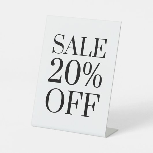 20%オフ販売サイン、卓上カウンター看板、ストア 台座サイン (正面)
