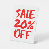 20%オフ販売サイン、卓上看板、小売店舗 台座サイン (正面)