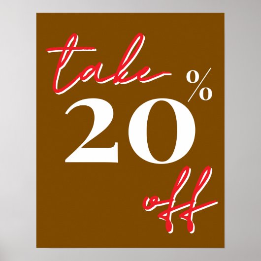 20%オフ セールサイン ブラウン ポスター (正面)