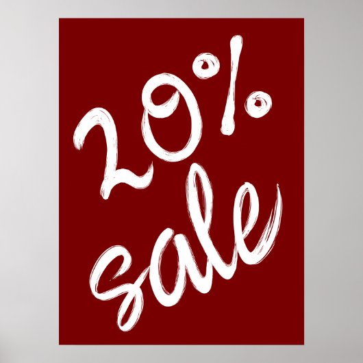 20%セールのサイン、18x24ブラウンセール ポスター (正面)