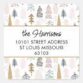 20 個のクリスマス ツリーの宛名シール スクエアシール (正面)