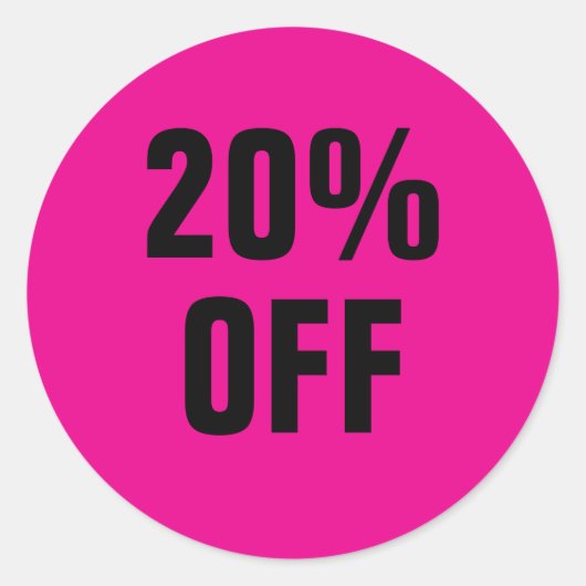 20%割引ステッカー クリアランス割引セール ラウンドシール (正面)