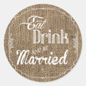 20 -封筒用シールが飲み物を食べる1.5は結婚したなBurlaです ラウンドシール (正面)