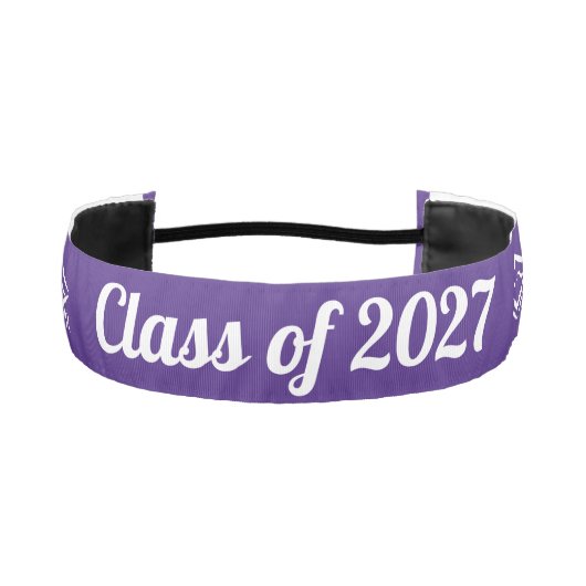 20??年卒業クラス 白地に黒 Customize Year アスレチックヘッドバンド (正面)
