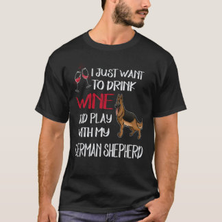 20 私はワインを飲んでドイツ犬と遊びたいだけ Tシャツ