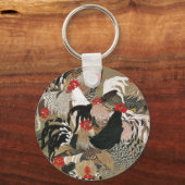20.群鶏図,若冲ろくろ師の群れ若冲 キーホルダー (正面)
