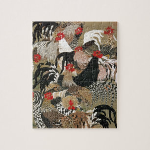 20. 群鶏図, 若冲 Flock of Roosters, Jakuchu, Japan Art ジグソーパズル
