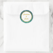 20 - 1.5インチお気に入りステッカーティール（緑がかった色）/イエローマスタードフローラ ラウンドシール (バッグ)