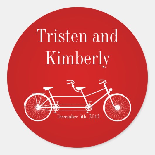 20 - 1.5インチお気に入りステッカー赤ダブルバイク ラウンドシール (正面)