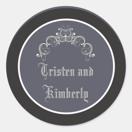 20 - 1.5インチお気に入りステッカー黒いネクタイ関係グレーEl ラウンドシール (正面)