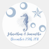 20 - 1.5インチ好意スティッカーシーホース海海ビーチ ラウンドシール (正面)