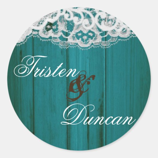 20 - 1.5インチ好意スティッカー気を散らしたティール(緑がかった色)ウッドラック ラウンドシール (正面)