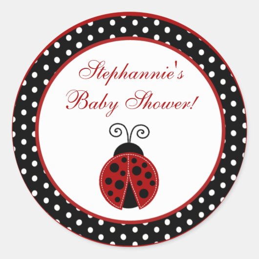 20 - 1.5インチ好意ステッカー赤いLadybug ラウンドシール (正面)