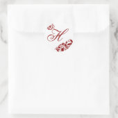 20 - 1.5インチ封筒用シールクリムゾンレッド白フローラ ラウンドシール (バッグ)