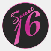 20 - 1.5インチ封筒用シールスイート16ピンクブラックパーティー ラウンドシール (正面)