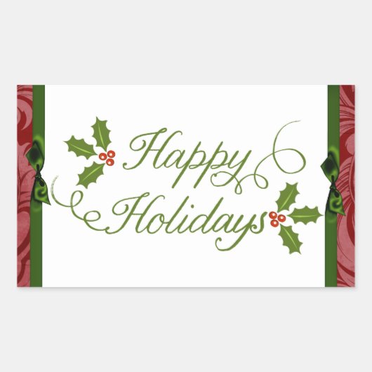 20 - 1.5インチ封筒用シールハッピーホリデーズクリスマス 長方形シール (正面)