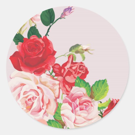 20 - 1.5インチ封筒用シールピンクと赤のバラ ラウンドシール (正面)