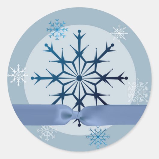 20 - 1.5インチ封筒用シールブルースノーフレーク冬 ラウンドシール (正面)